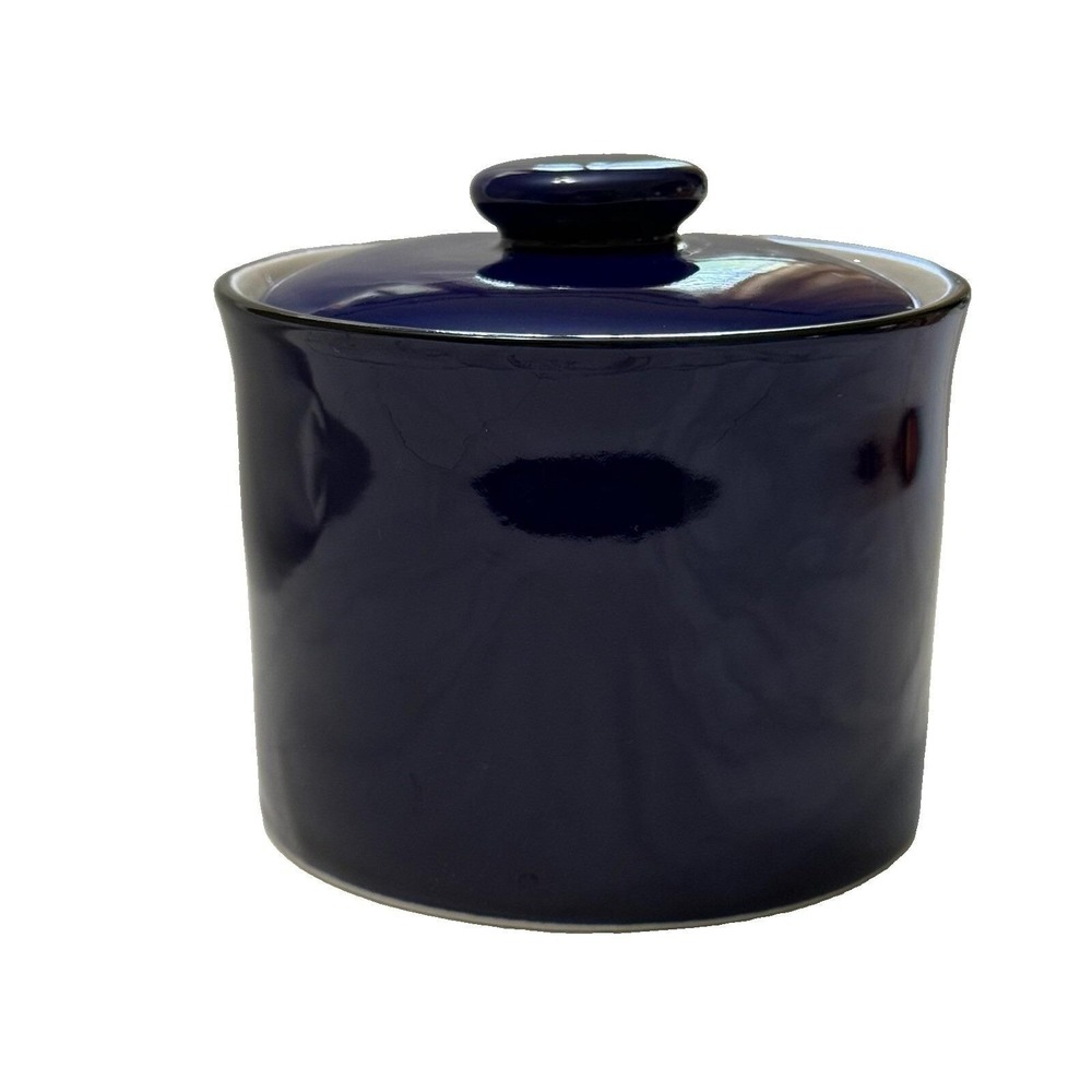 Gibson Sensations II Cobalt Blue Stoneware Canister Jar w Lid Kitchen Storage - Picture 3 of 10